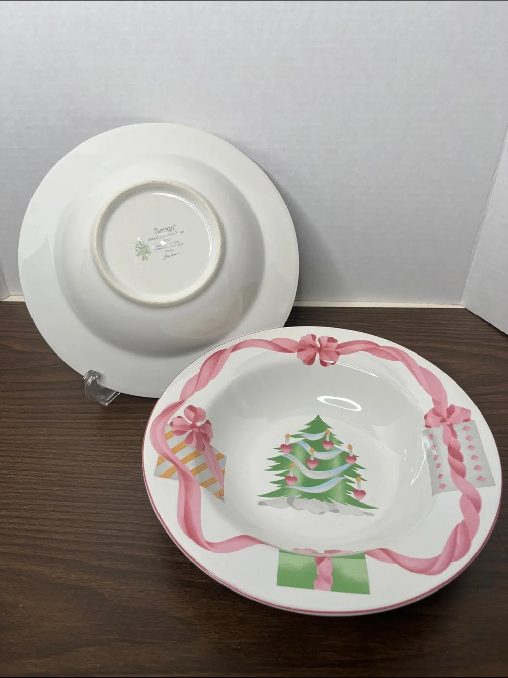 VTG 1992 Sango Home for Christmas 4829 CHINA 2 Soup Bowls